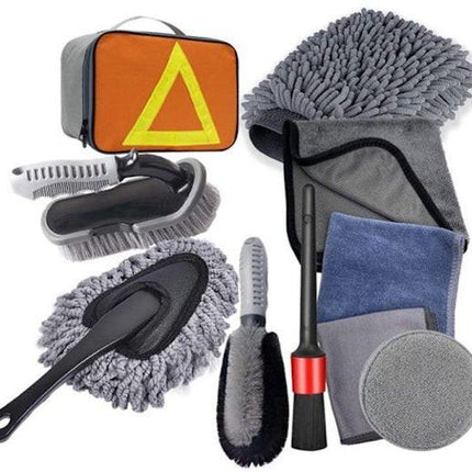 10-piece car wash & polishing set - car wash brushes - car wash tool set - professional accessories with brushes & microfiber cloths - including storage box.