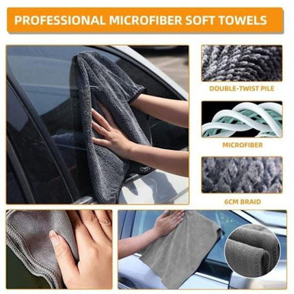 10-piece car wash & polishing set - car wash brushes - car wash tool set - professional accessories with brushes & microfiber cloths - including storage box.