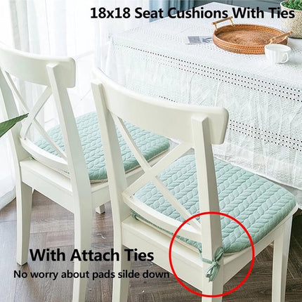 Chair cushions - 2 pieces - Seat cushions - Removable and washable - Cushions with straps - Kitchen chair cushions - 40 x 43 cm - Removable and washable covers - Suitable for garden chairs, dining chairs or office chairs - Green.