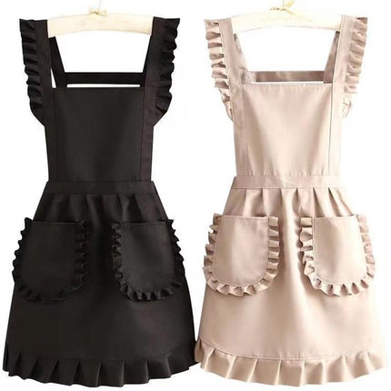 Aprons - 2-piece set - Kitchen aprons - Cooking aprons - Catering aprons - Ceramic aprons - Painting aprons - Black and off-white.