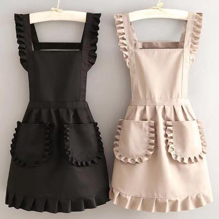 Aprons - 2-piece set - Kitchen aprons - Cooking aprons - Catering aprons - Ceramic aprons - Painting aprons - Black and off-white.
