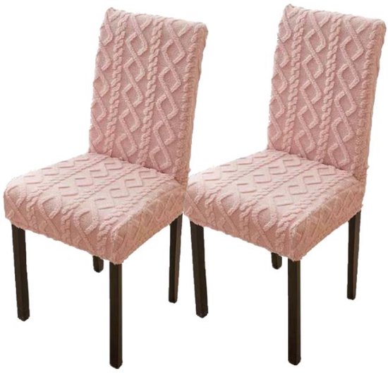 Chair Covers - Pack of 2 - Chair Covers for Home Use - Universal Model - Full Coverage Including Backrest - Stool Covers - Chair Cushions - Non-Slip and Thickened - Pink.