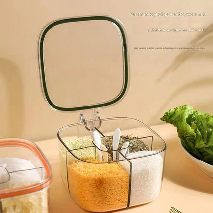 Spice jar - 4-in-1 spice jar - Spice jar with spoon - Storage box - All-in-one spice bottle - Suitable for storing salt, pepper and spices.