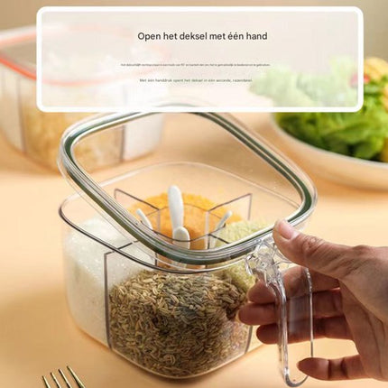 Spice jar - 4-in-1 spice jar - Spice jar with spoon - Storage box - All-in-one spice bottle - Suitable for storing salt, pepper and spices.