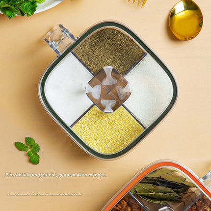 Spice jar - 4-in-1 spice jar - Spice jar with spoon - Storage box - All-in-one spice bottle - Suitable for storing salt, pepper and spices.