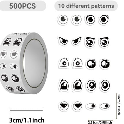 Stickers - DIY Stickers - 500 Sheets/Roll - Small Emoji Eye Stickers - DIY Journaling Supplies - Decorative Sealing Stickers - Envelope Stickers - Creative Gifts.