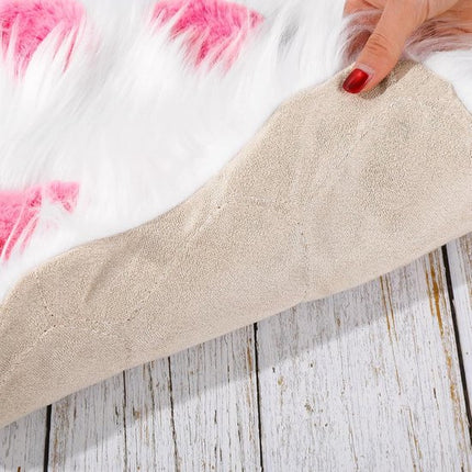 Rug - Cute non-slip rug in the shape of an animal paw - Soft white and pink rug, suitable for the bedroom and living room..