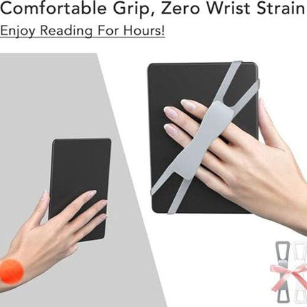 2-Pack Hand Rests for E-Readers & Tablets - Non-Slip & Comfortable to Hold - Suitable for 4.7-8 Inch Screens - White + Gray.