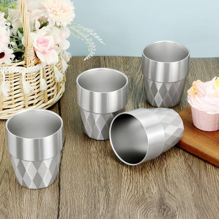Cups - 4-piece set - Stainless steel cups - Double-walled water cups made of 304 stainless steel - beer cups - coffee cups.