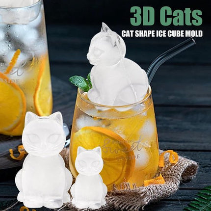 3D Cat Ice Cube Mold - With Integrated Funnel - Silicone for Cocktails & Whisky - Easy De-Moulding.