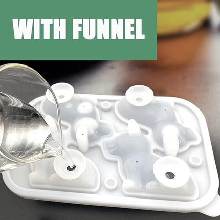 3D Corgi Ice Cube Mold - With Integrated Funnel - Cute Dog Shape - Silicone & Easy De-molding.