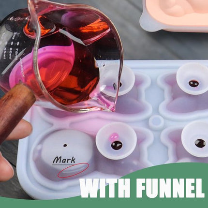 3D French Bulldog Ice Cube Mold - With Integrated Funnel - Cute Dog Shape - Silicone & Easy De-molding.