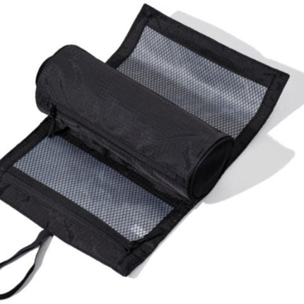 Foldable Toiletry Bag with Hanging Hook - Waterproof Travel Wash Bag - with Multiple Compartments & Mesh - Compact Makeup and Toiletry Bag for Vacation, Sports and Camping - Black.