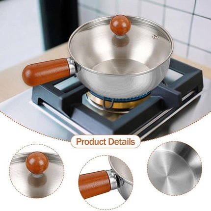 Stainless steel breakfast bowl - Small walnut wood pot for one person - Suitable for fruit salad, yoghurt and muesli (13cm bowl with lid, spoon).
