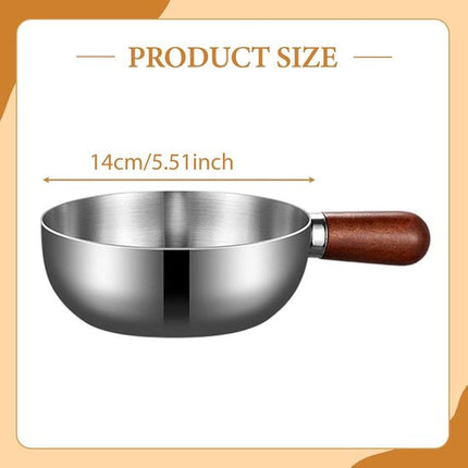 Stainless steel breakfast bowl - Small walnut wood pot for one person - Suitable for fruit salad, yoghurt and muesli (13cm bowl with lid, spoon).