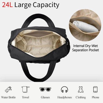 Sports Bag - Waterproof Travel Bag - 24 Liter Carry Bag - Zippered - Lightweight and Durable - Suitable for Gym, Training and Travel（Black）.