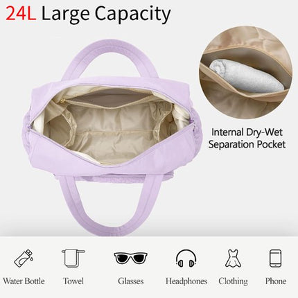 Sports Bag - Waterproof Travel Bag - 24 Liter Carry Bag - Zippered - Lightweight & Durable - Suitable for Gym, Training & Travel（Purple）.