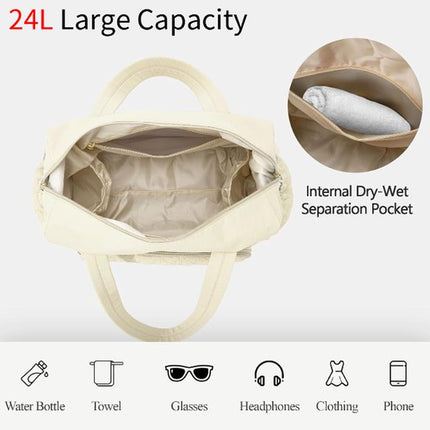 Sports Bag - Waterproof Travel Bag - 24 Liter Carry Bag - Zippered - Lightweight and Durable - Suitable for Gym, Training and Travel（Light Yellow）.