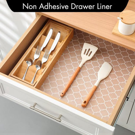 Drawer Mat - Kitchen Drawer Mat - Kitchen Cabinet Shelf Protector - Non-Adhesive, Waterproof EVA Drawer Mat, Easy to Cut to Size for Refrigerator, Cabinet or Chest of Drawers (White, 11.8"W x 78.7"L).