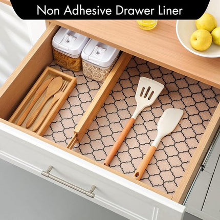 Drawer Mat - Kitchen Drawer Mat - Kitchen Cabinet Shelf Protector - Non-Adhesive, Waterproof EVA Drawer Mat, Easy to Cut to Size for Refrigerator, Cabinet or Chest of Drawers (Black, 11.8"W x 78.7"L).