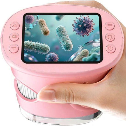 1000x Digital Children's Microscope - With 2 Inch IPS Screen & 8 LED Lights - Handy & Easy to Use for Nature Research - Pink.