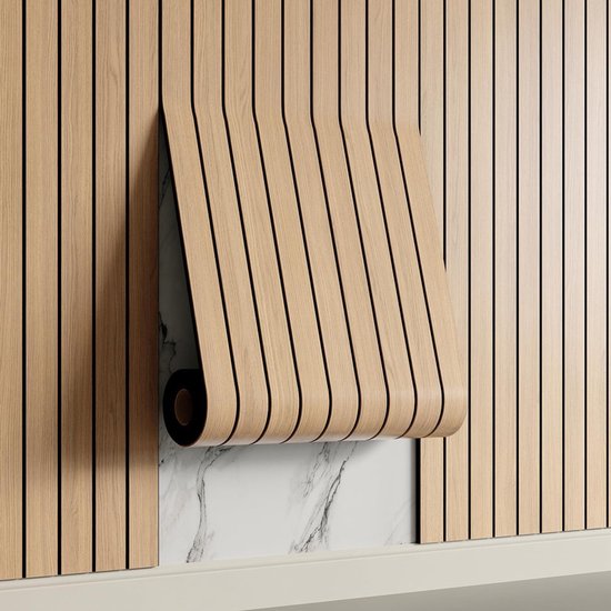 Self-adhesive 3D Wall Panel - Brown Oak Look - PVC Plank 300x40 cm for Wall & Ceiling - Soundproof.
