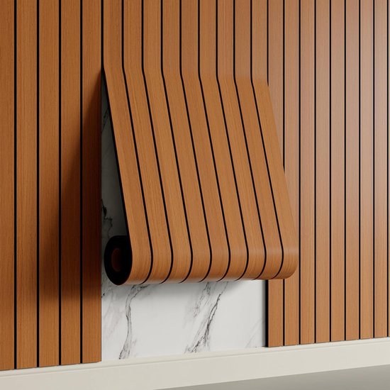 Self-adhesive 3D Wall Panel - Walnut Look - PVC Plank 300x40 cm for Wall & Ceiling - Soundproof.