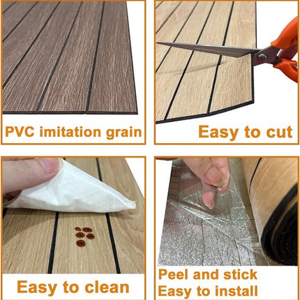 Self-adhesive 3D Wall Panel - Smoked Wood Look - PVC Plank 300x40 cm for Wall & Ceiling - Soundproof.