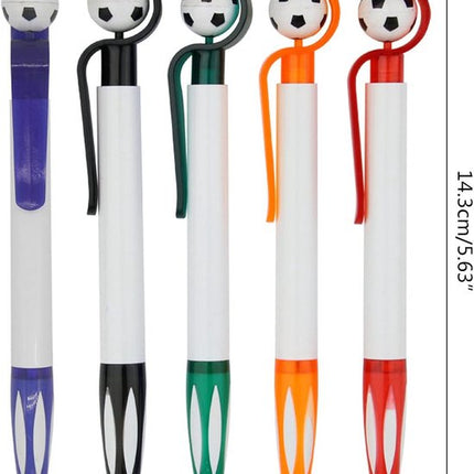 5-Pack Football Ballpoint Pens - Retractable & Non-Slip Grip - 1.0mm Black Ink for Smooth Writing.