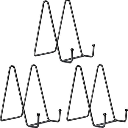 6 Inch Black Metal Display Stands - 3-Pack for Photos, Books & Art - Sturdy Metal Design.