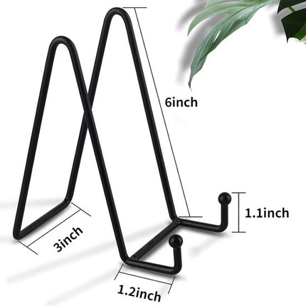 6 Inch Black Metal Display Stands - 3-Pack for Photos, Books & Art - Sturdy Metal Design.