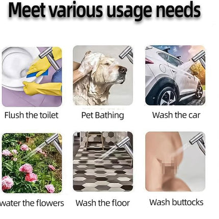 Hand Shower for Toilet & Cleaning - Adjustable Water Pressure & Universal Mounting - For Bathroom, Pets & Plants.