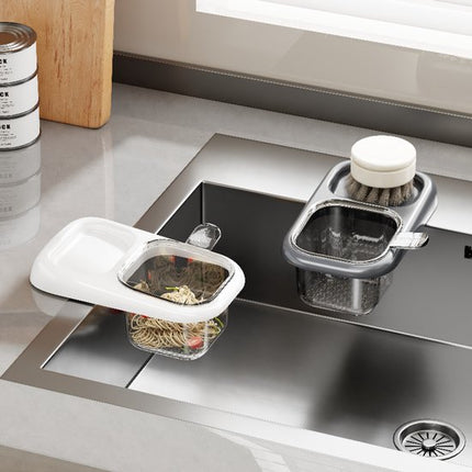 Sink Strainer & Drip Rack - With Suction Cup & Removable Strainer Tray - For Vegetables & Food Waste - Red.
