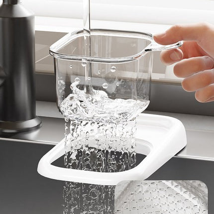 Sink Strainer & Drip Rack - With Suction Cup & Removable Strainer Tray - For Vegetables & Food Waste - Red.