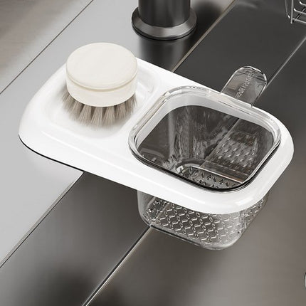 Sink Strainer & Drip Rack - With Suction Cup & Removable Strainer Tray - For Vegetables & Food Leftovers - White.