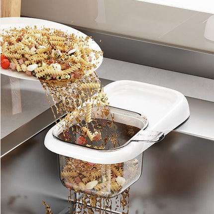 Sink Strainer & Drip Rack - With Suction Cup & Removable Strainer Tray - For Vegetables & Food Leftovers - White.