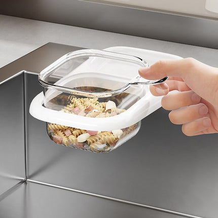 Sink Strainer & Drip Rack - With Suction Cup & Removable Strainer Tray - For Vegetables & Food Leftovers - White.