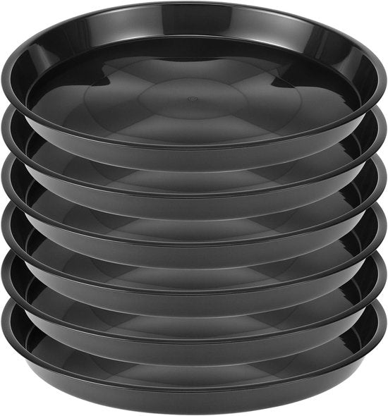 Plant bowls - 6 pieces - Round plant bowls - For flower pots, garden bowls and planters - Black.