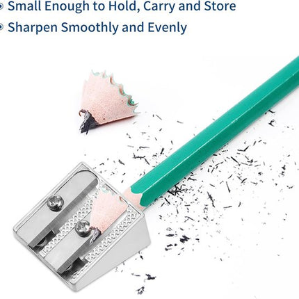 Pencil Sharpener - 3-Piece - Double Hole Pencil Sharpener - Portable Manual Pencil Sharpener - Suitable for Children, Home, School and Office - Silver.