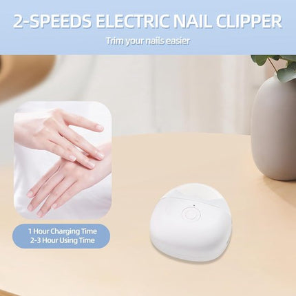 Electric nail clipper - Automatic nail clipper - Safe nail clipper with wireless charging - With LED light and collection container for nail debris - Suitable for children, adults and seniors.
