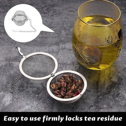 Tea filter - 3 pieces - Stainless steel tea filter - Tea ball filter - Tea filter pot - Infusion ball - Stainless steel tea filter - with extended chain hook - Round tea filter.