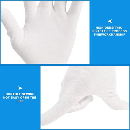 Gloves - 6 pairs - White cotton gloves - Suitable for dry hands - Can be worn while sleeping - High-quality cotton gloves - Unisex white gloves - Rounded finger gloves.