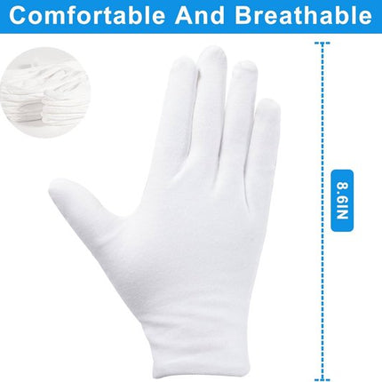 Gloves - 6 pairs - White cotton gloves - Suitable for dry hands - Can be worn while sleeping - High-quality cotton gloves - Unisex white gloves - Rounded finger gloves.