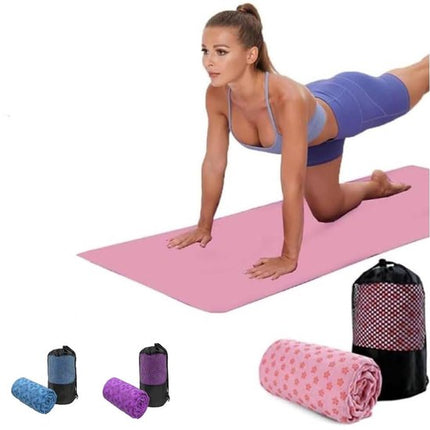 Yoga towel - Yoga towel - Yoga towel - Moisture-regulating and non-slip - Yoga towel - Quick-drying yoga mat fabric - Breathable yoga mat with mesh storage bag - Suitable for hot yoga, pilates and fitness - Pink.