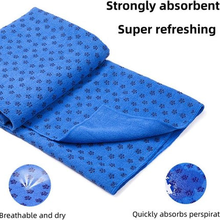 Yoga towel - Moisture-regulating and non-slip - Yoga towel - Quick-drying yoga mat fabric - Breathable yoga mat with mesh storage bag - Suitable for hot yoga, pilates and fitness - Blue.