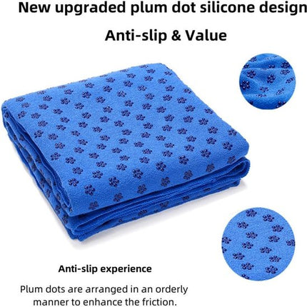 Yoga towel - Moisture-regulating and non-slip - Yoga towel - Quick-drying yoga mat fabric - Breathable yoga mat with mesh storage bag - Suitable for hot yoga, pilates and fitness - Blue.