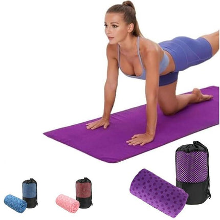 Yoga towel - Yoga towel - Yoga towel - Moisture-regulating and non-slip - Yoga towel - Quick-drying yoga mat fabric - Breathable yoga mat with mesh storage bag - Suitable for hot yoga, pilates and fitness - Purple.