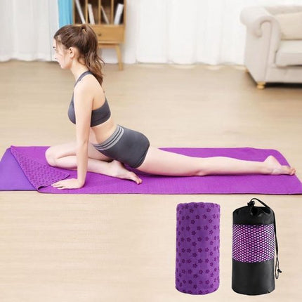 Yoga towel - Yoga towel - Yoga towel - Moisture-regulating and non-slip - Yoga towel - Quick-drying yoga mat fabric - Breathable yoga mat with mesh storage bag - Suitable for hot yoga, pilates and fitness - Purple.
