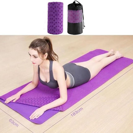 Yoga towel - Yoga towel - Yoga towel - Moisture-regulating and non-slip - Yoga towel - Quick-drying yoga mat fabric - Breathable yoga mat with mesh storage bag - Suitable for hot yoga, pilates and fitness - Purple.