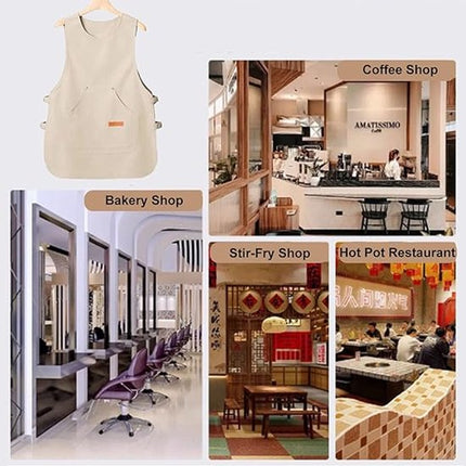 Apron - Vest-style apron - Baking and kitchen wear - Waterproof - Stain resistant - Unisex - Khaki.